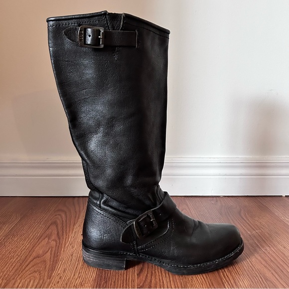 Frye Veronica Leather Tall Slouch Boots Black Size 8.5 - Picture 1 of 17